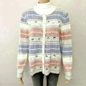 Vintage Oversized Cottagecore Grandma Pastel Button Down Cardigan  Sweater